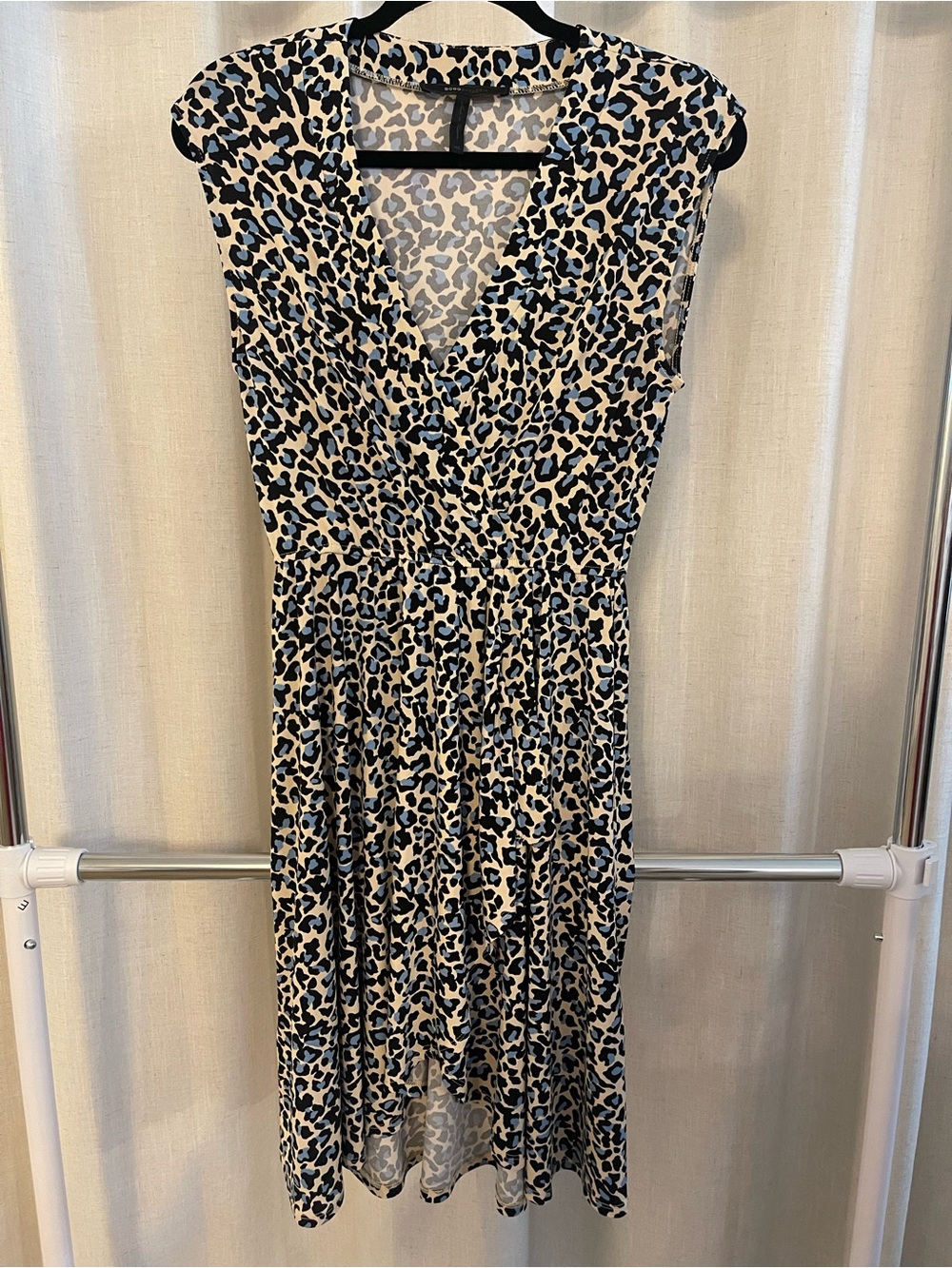 BCBGMaxAzria Black & Cream Leopard-Print Midi Dress